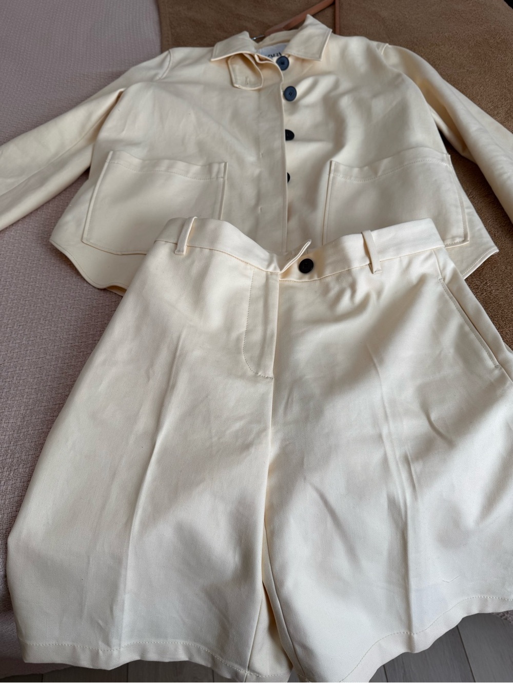 ZARA butter Yellow cotton Short Trench Coat/ shorts set SZ XL/ L NWTsell the set - Picture 12 of 12
